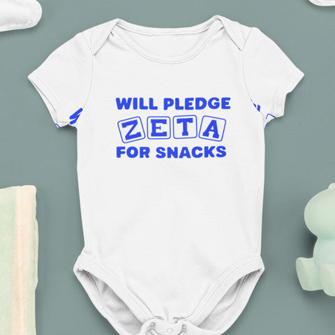 Will Pledge Zeta For Snacks (Onesie) - Zeta Phi Beta