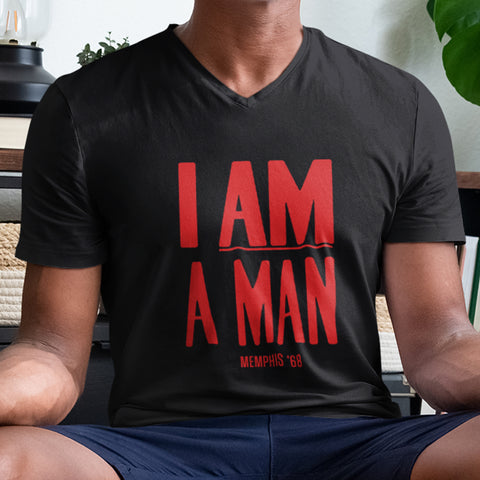 I Am A Man - Red Letters (Men's V-Neck)