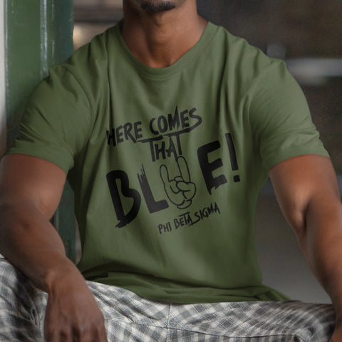 Here Comes The Blue - Fatigue Green - Phi Beta Sigma 1914 (Men's Short Sleeve)