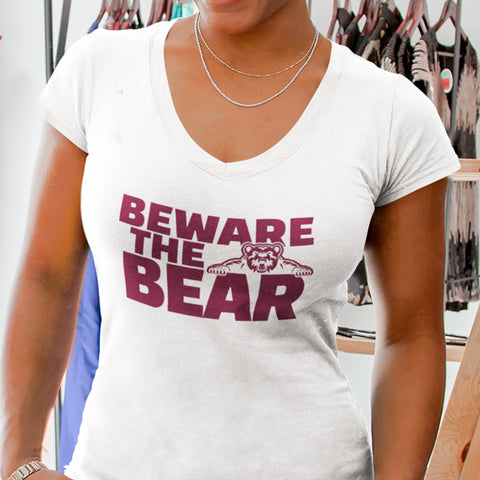 Beware The Bear - Shaw University (Women's V-Neck)