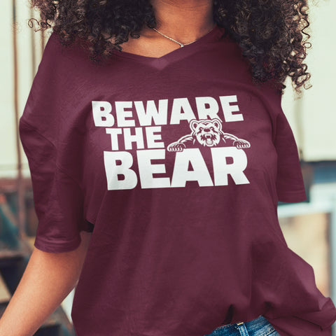 Beware The Bear - Shaw University (Women's V-Neck)