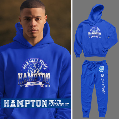 Hampton University - Pirates Sweatsuit - (Hoodie + Sweatpants)