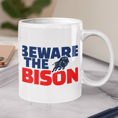 Beware The Bison - Howard University 12 oz Ceramic Mug - Washable, Microwavable