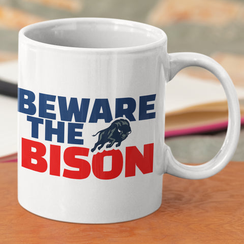 Beware The Bison - Howard University 12 oz Ceramic Mug - Washable, Microwavable