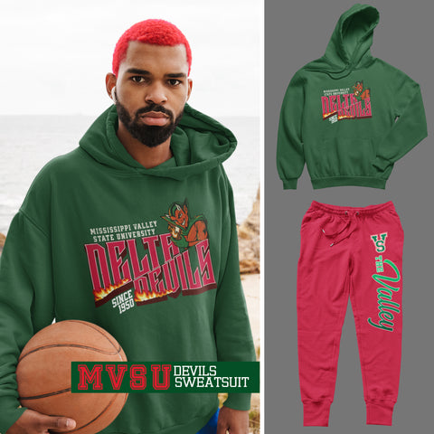 Mississippi Valley State Delta Devils Sweatsuit - (Hoodie + Sweatpants)