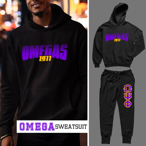 Omegas Retro - Omega Psi Phi (Sweatsuit) - (Hoodie + Sweatpants)