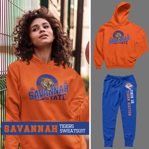 Savannah State University - Tigers Sweatsuit - (Hoodie + Sweatpants)