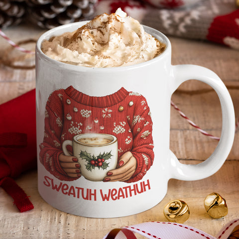 Ugly Sweater Weather 12 oz Ceramic Mug - Washable, Microwavable