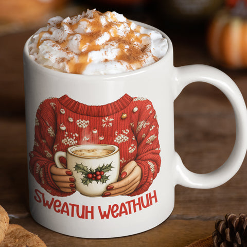 Ugly Sweater Weather 12 oz Ceramic Mug - Washable, Microwavable