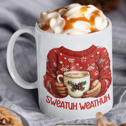 Ugly Sweater Weather 12 oz Ceramic Mug - Washable, Microwavable