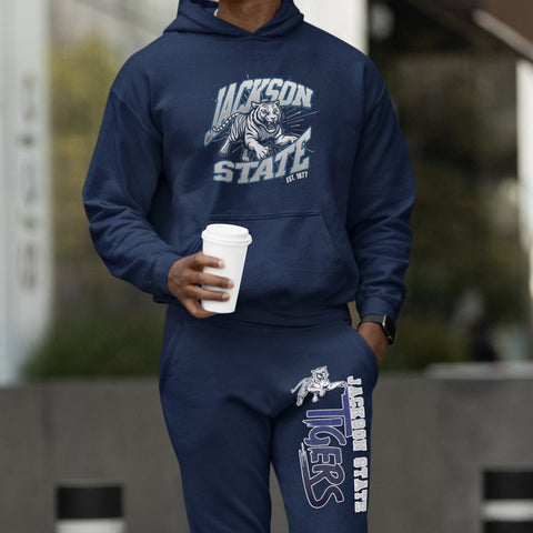 Jackson State University - Tigers Sweatsuit (Navy) - (Hoodie + Sweatpants)