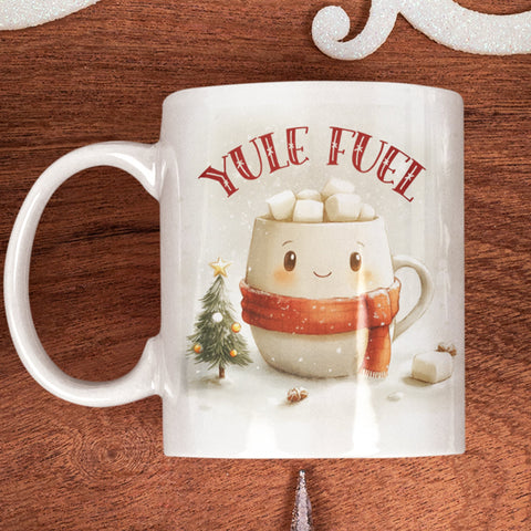 Yule Fuel  12 oz Ceramic Mug - Washable, Microwavable