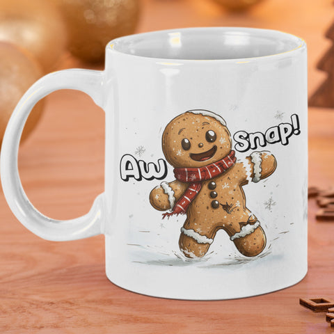 Aw Snap! It's Christmas Gingerbread 12 oz Ceramic Mug - Washable, Microwavable