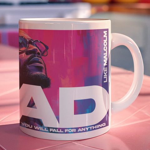 Lead Like Malcolm X Mural 12 oz Ceramic Mug - Washable, Microwavable