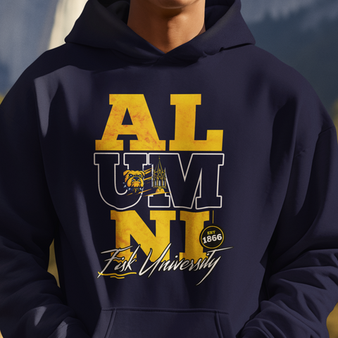 Fisk University Bulldogs Alumni Signature Series (Unisex Hoodie) - Vintage/Grunge Style