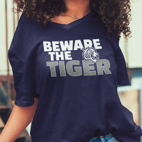 Beware The Tiger - Jackson State University (Women's V-Neck)