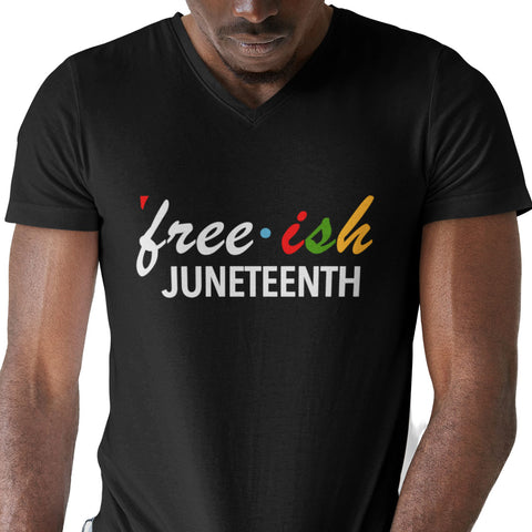Free-ish Since 1865 - Juneteenth - Pan African Letters (Men's V-Neck)