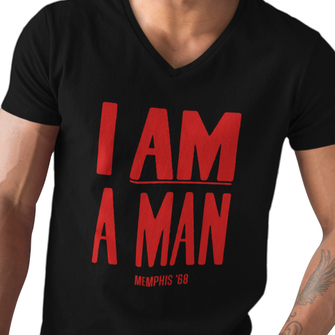 I Am A Man - Red Letters (Men's V-Neck) - Rookie